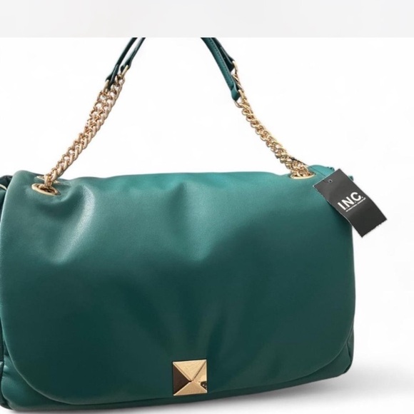 INC Elegant Green Shoulder Bag with Gold Accents - Picture 2 of 9